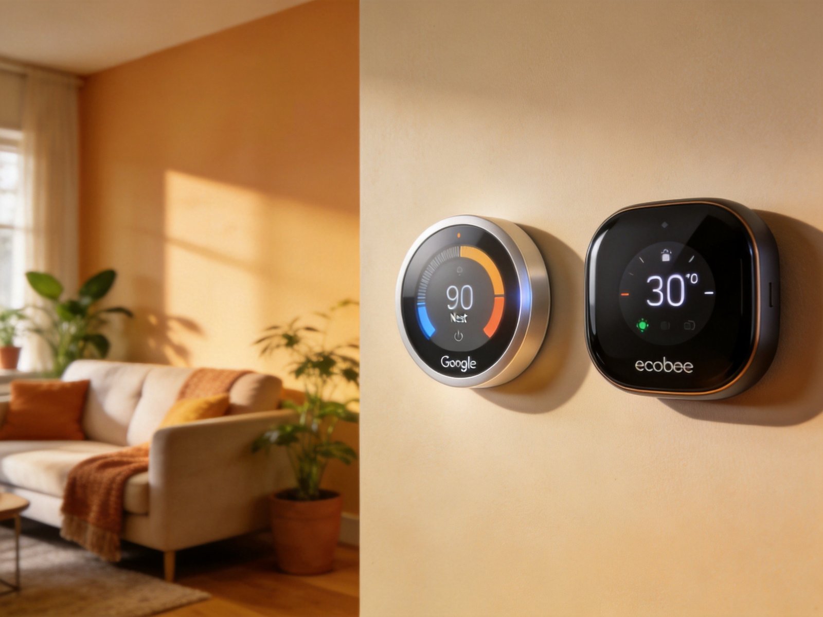Smart thermostats in modern home